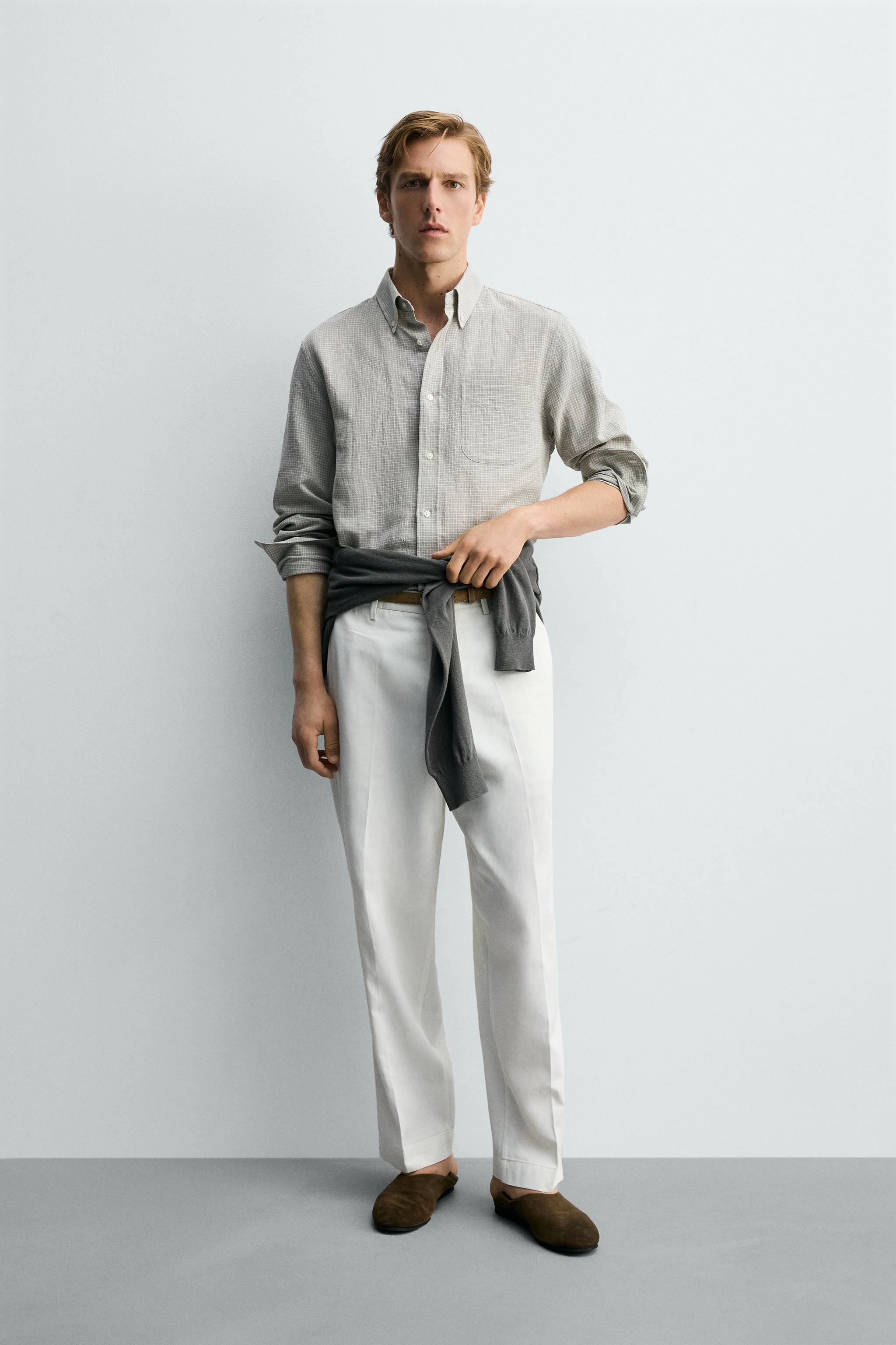PLAID LINEN-COTTON SHIRT